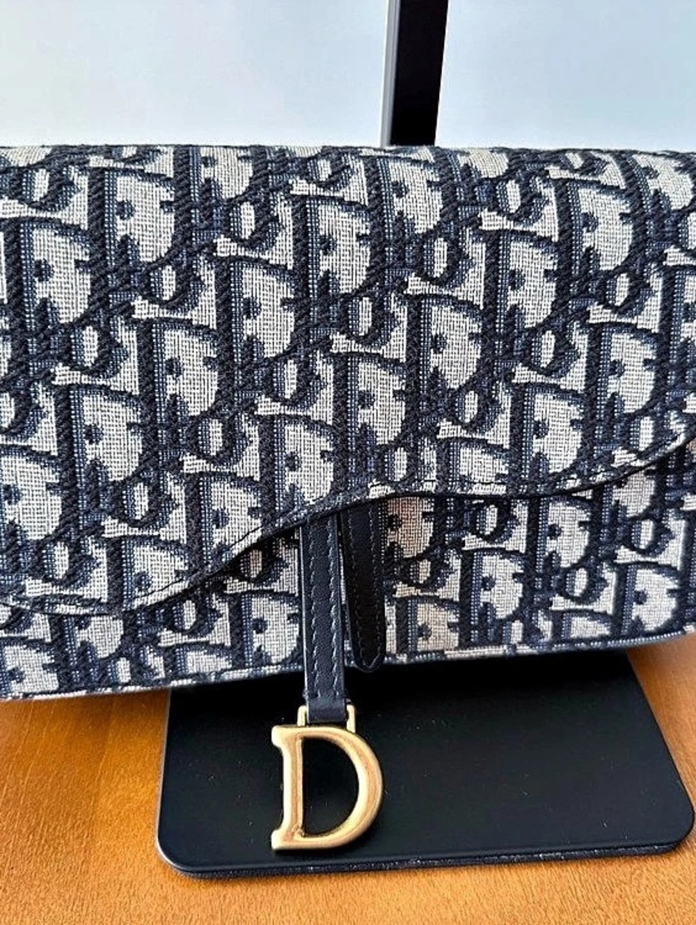 Dior Saddle Pouch Shoulder Bag in Blue & Beige